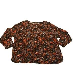 Ladies Westbound Petites 3/4 sleeve blouse PXL Paisley Top Women's Shirt Petite